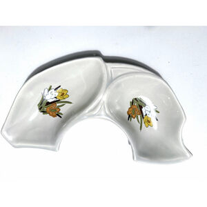 Vintage MCM Divided Relish Dish Atomic Floral California Pottery Serving Tray Mi